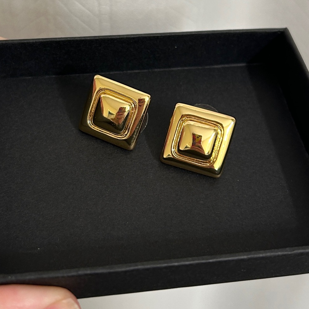 Amazon Gold Square Stud Earrings